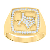 10kt Yellow Gold Mens Cubic-Zirconia Texas Map Ring